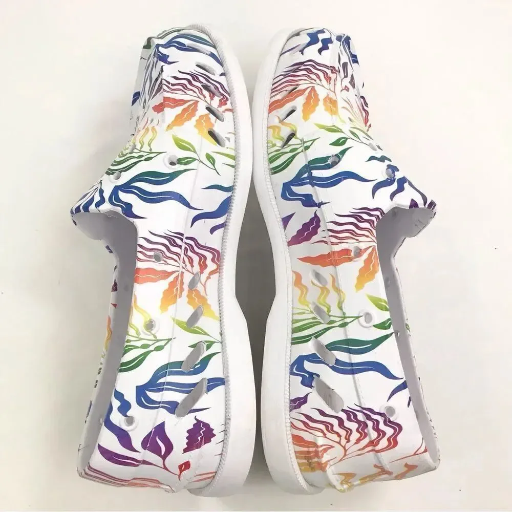 Sperry TopSider White Multicolor Tropical Rainbow Pride Unisex Floater Loafers